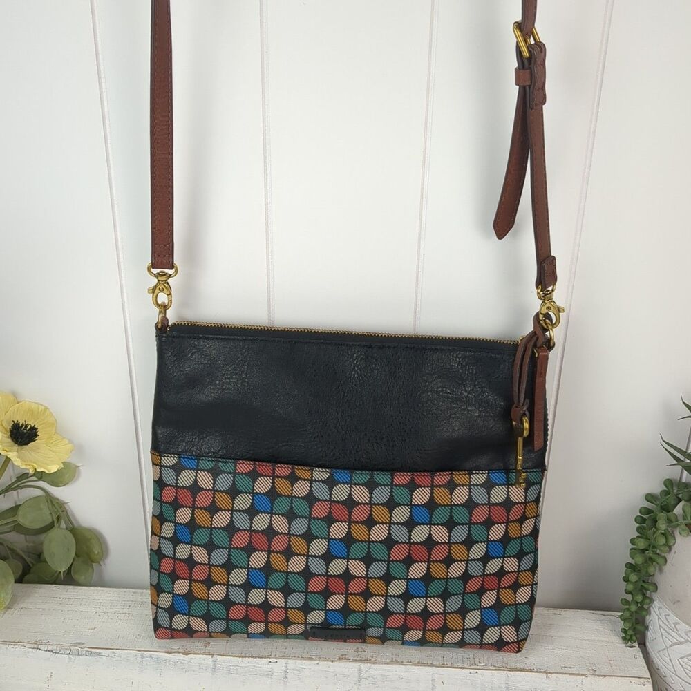 Fossil Fiona Crossbody Shoulder Bag Multicolor Vegan Leather Excellent Condition - Picture 9 of 10